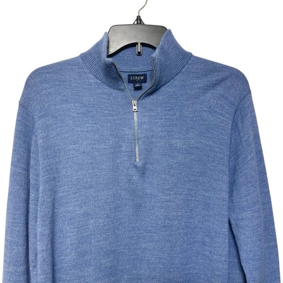 J.Crew Mens Blue Half-Zip Mock Neck Sweater M Merino Wool Blend - Picture 3 of 11